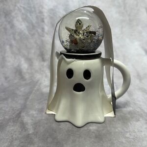 Unbranded Ghost Mug & Globe Lid Set Unisex 15oz White Halloween Spooky Decor